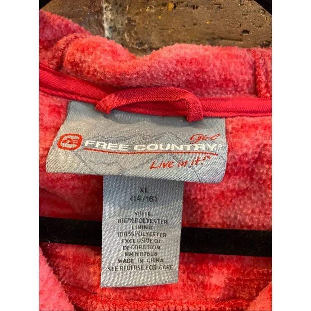 Free Country Live In It! Coral Fleece Zipper Hooded Jacket Girls Size XL 14/16